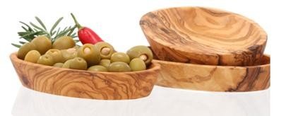Ovale olijfhouten schalen set (3 stuks)